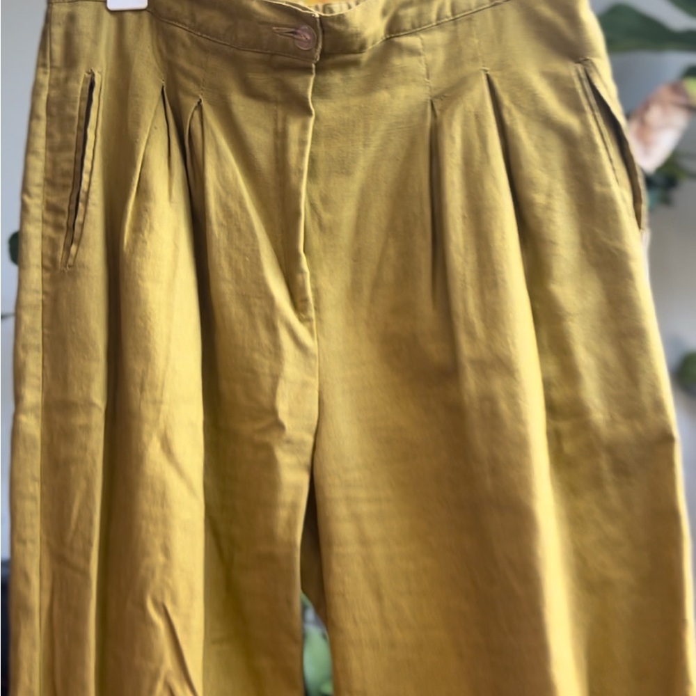 Linen Woman Mustard Pants